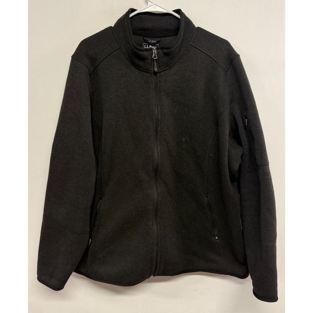 LL Bean Women Sweater Fleece Full Zip Jacket Black 500773 Plus Size 3X REG
